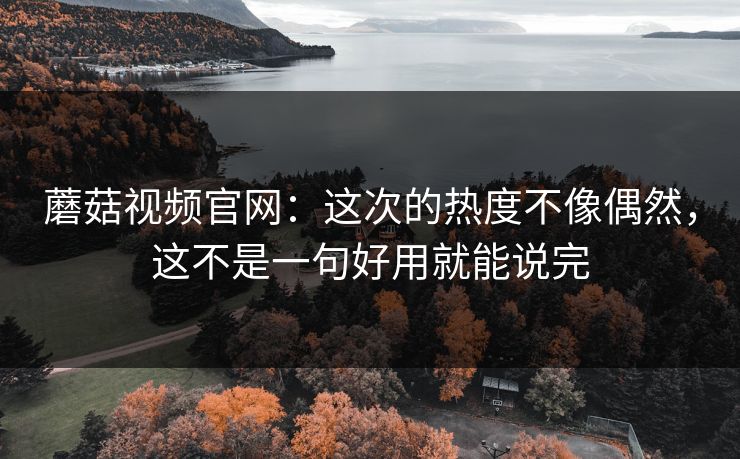 蘑菇视频官网:这次的热度不像偶然,这不是一句好用就能说完 蘑菇视频官网:这次的热度不像偶然,这不是一句好用就能说完