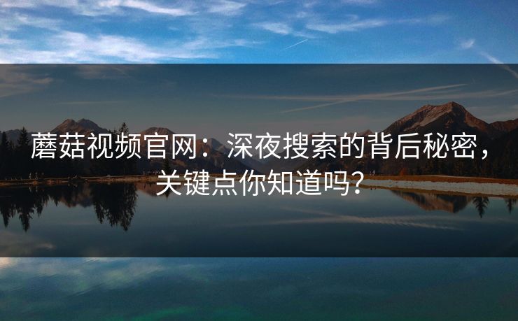 蘑菇视频官网：深夜搜索的背后秘密，关键点你知道吗？