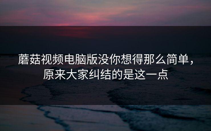 蘑菇视频电脑版没你想得那么简单,原来大家纠结的是这一点 蘑菇视频电脑版没你想得那么简单,原来大家纠结的是这一点