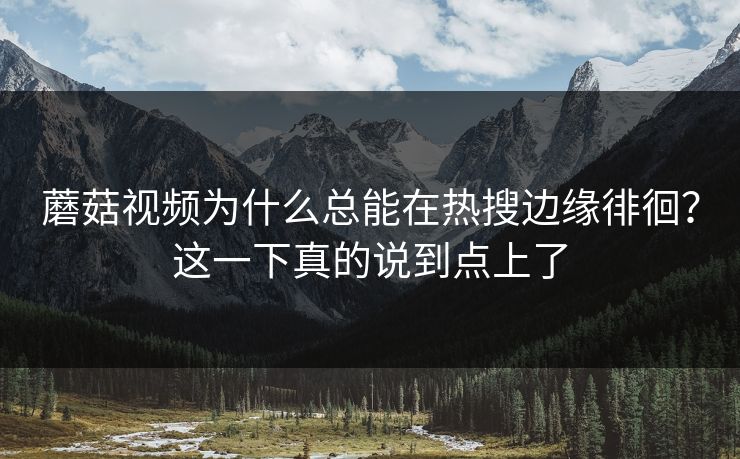 蘑菇视频为什么总能在热搜边缘徘徊？这一下真的说到点上了