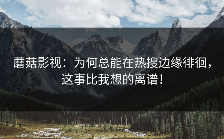 蘑菇影视：为何总能在热搜边缘徘徊，这事比我想的离谱！