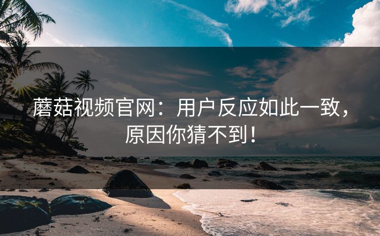 蘑菇视频官网：用户反应如此一致，原因你猜不到！
